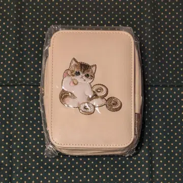 모프 샌드 거울 포함 아크릴 스탠드 파우치 베이지