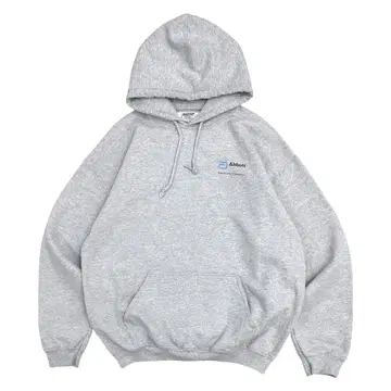 90s 빈티지 후드 맨투맨 기업 원포인트 로고 헤더 그레이 L