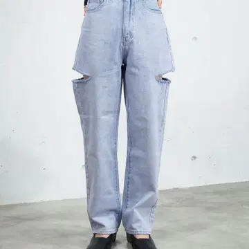 tiptop 사이드 데미지 데님 팬츠 색스 블루 M 사이즈 택 포함