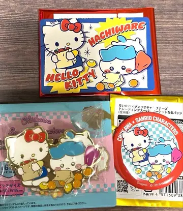 치이카와 산리오 슈퍼마켓 핀즈 카드 배지 하치와레 키티