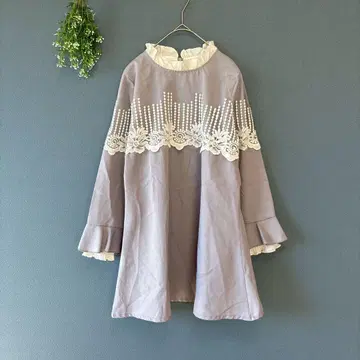 슈퍼뷰티 ( M ) 고급 내추럴 레이스 x 자수 7부 소매 튜닉