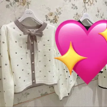 evelyn 하트 자수 니트 핑크