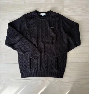 LACOSTE 케이블 니트 스웨터 US M 블랙