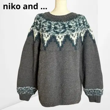 [니코앤드] 노르딕 무늬 니트 스웨터 북유럽 스타일 내추럴 (L)
