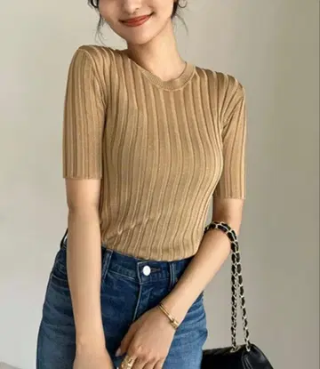 anuans 시어 핏 리브 니트 풀오버