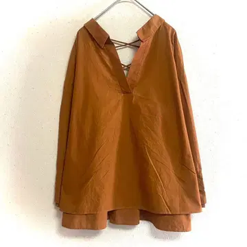 무루아 셔츠(F) 레이스업 풀오버 넉넉한 무지 성숙 캐주얼