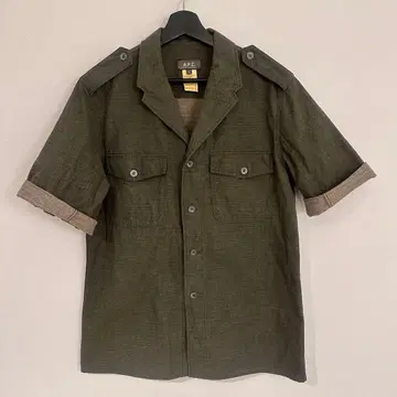A.P.C. 반팔 워크 셔츠 M 올리브 그린