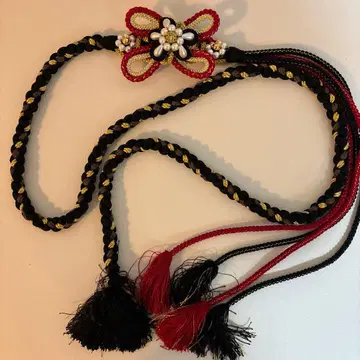 성인식 오비 장식 꽃 장식 포함 허리띠 빨강 검정 금색