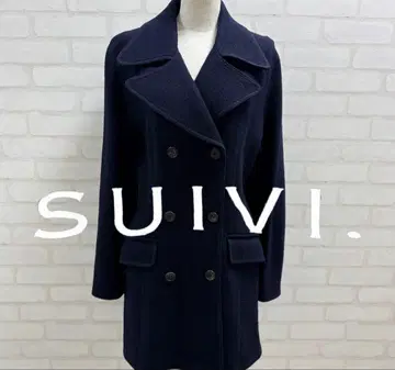 새상품급 SUIVI 네이비 더블 브레스트 피코트 울 온야드