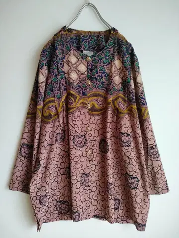 노카라 자켓 에스닉 패턴 셔츠 빈티지 빈티지 자켓