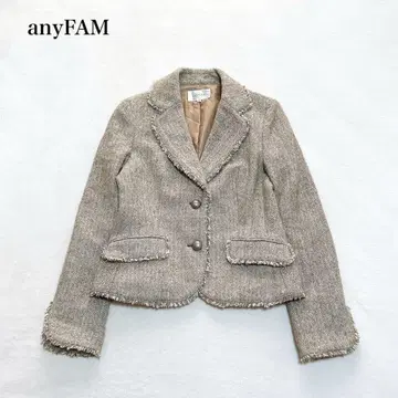 애니팜 트위드 자켓(3) 컷오프 울 실크 블렌드 고급