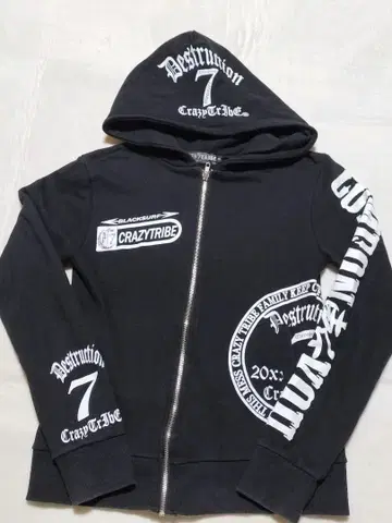 [새상품급] CRAZYTRIBE 블랙 집업 후드티 S 사이즈
