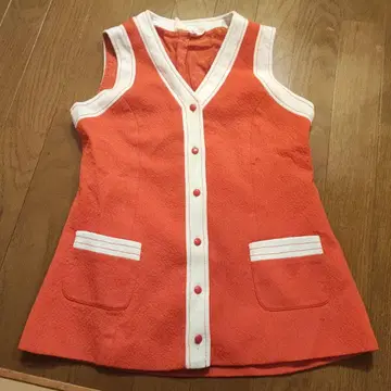 빈티지 오렌지 폴리에스테르 베스트