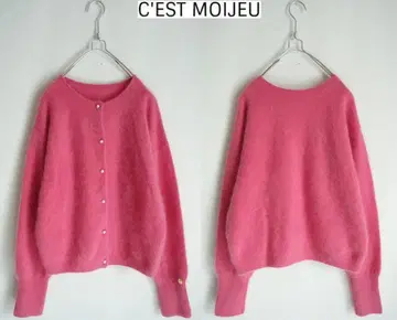 2023 세모아쥬 고급 페렛 100% 펄 버튼 가디건 F 핑크