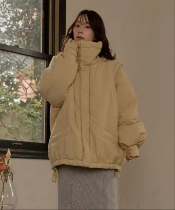 mideal 패딩 블루종 라이트 베이지