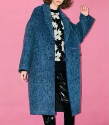 MAISON SPECIAL 멜란지 모헤어 샤기 오버코트 블루