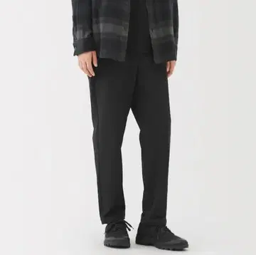 새상품 M 블랙 MUJI 방풍 속기모 테이퍼드 팬츠 무인양품 무지