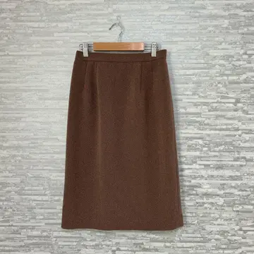 콜레트 트위드풍 브라운 스커트 무릎 아래 길이 울 혼방 타이트 스커트