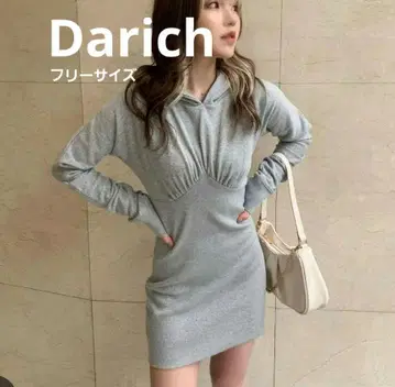 Darich 후드 부착 미니 원피스 그레이 프리 사이즈