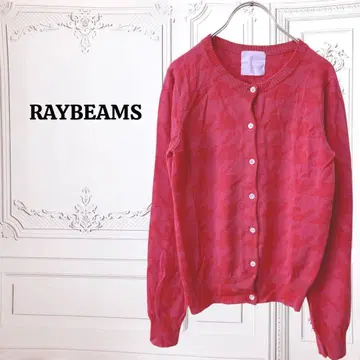 [레이 빔즈] 울 니트 가디건 [S] 핑크 하운드투스 체크/올 패턴 긴팔