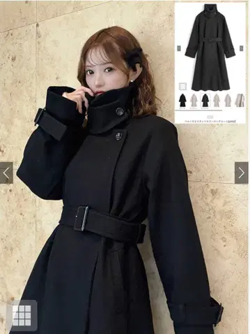 그레일 GRL 벨트 포함 스탠드 카라 롱 코트 ze932 블랙