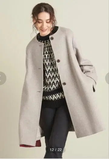 BY 멜톤 비버 노카라 플레어 코트 36