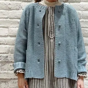 사만사 모스모스 35th SA 자수 브리티시 울 가디건(블루)