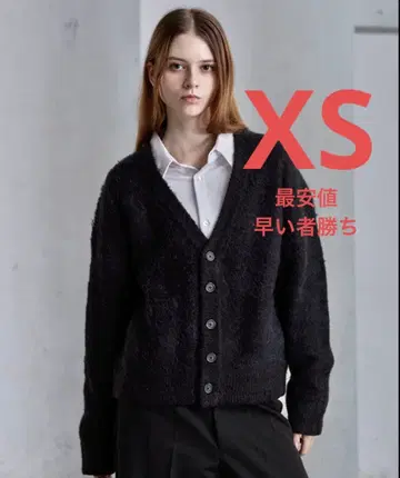 [ CLEL ] 알파카 블렌드 샤기 V넥 가디건 XS