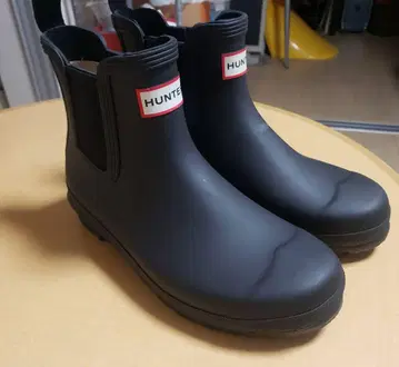 HUNTER 블랙 사이드 고어 레인부츠 UK6 25.0CM
