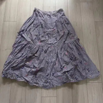 하자품 핑크하우스 꽃무늬 스커트 퍼플 사용감 버튼 결품