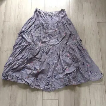 하자품 핑크하우스 꽃무늬 스커트 퍼플 사용감 버튼 결품