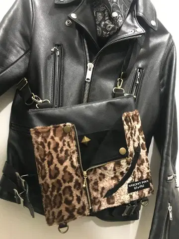 GlyPhS 오리지널 레오파드 퍼 GOLD ZIP 라이더스 숄더