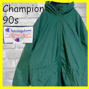 90s 챔피온 나일론 자켓 자수 그린 빅 사이즈