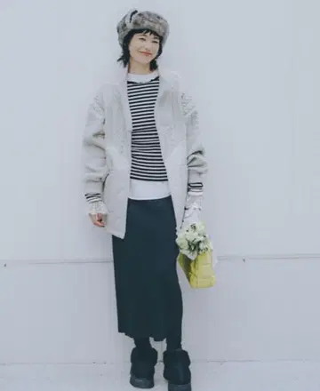 [새상품급] 니코앤드/케이블 퀼트 지퍼 블루종 아이보리 완판 색상