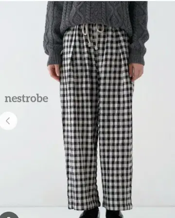 nestrobe 울 코튼 린넨 깅엄 체크 팬츠