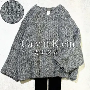 새상품급 캘빈클라인 와이드 슬리브 풀오버 크루넥 니트 캐나다제