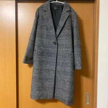 새상품급 INDIVI 체크 무늬 체스터 코트 40