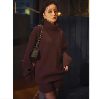 anuans 하이 게이지 터틀 루즈 니트 하이 게이지 니트 숏팬츠