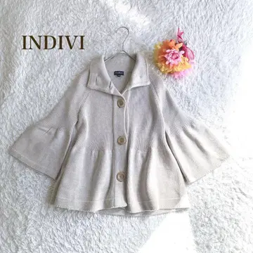 인디비 [ M ] 베이지 플레어 슬리브 가디건 페미닌
