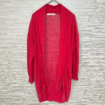 브라만 가디건 빨간색 겉옷 얇은 소재 M 캐주얼 심플 롱