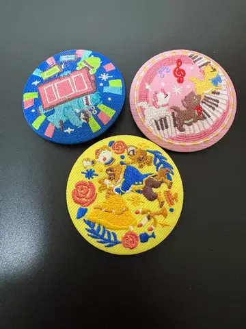 디즈니 자수 캔뱃지 비스킷 3개 세트