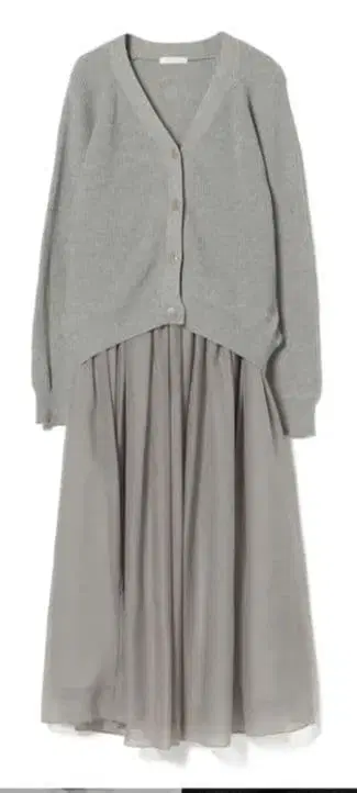 BEAMS 그레이 가디건과 스커트 세트