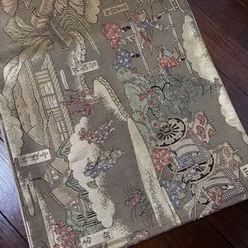 전통적인 금실 후쿠로 오비 길이 440