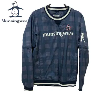 Munsingwear 네이비 체크 무늬 자켓 다기능 바스락