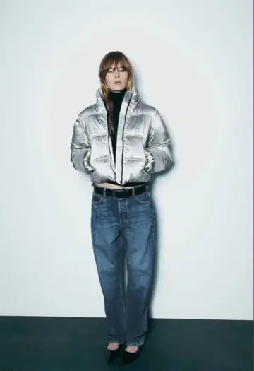 ZARA 실버 다운 자켓 ZARA 윈드 프로텍션