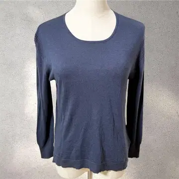 [잔니로 주디체] 36/티셔츠/탁한 블루/쿨넥/긴팔