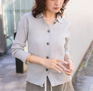 정가 1.7만 리브 드와 샤이니 폴로 가디건 폴로 니트 실버