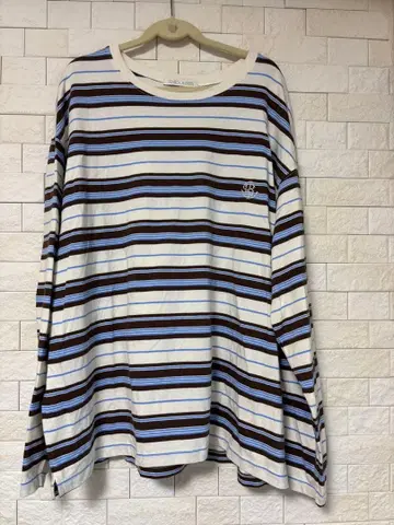 searoomlynn 로고 멀티 보더 루즈 롱 티 브라운 블루