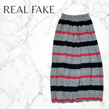 마 혼방 캐주얼 개성 멀티 보더 롱 기장 니트 타이트 스커트