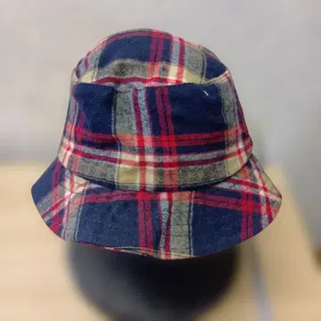 (298) 볼컴 체크 무늬 버킷 햇 네이비/레드/베이지